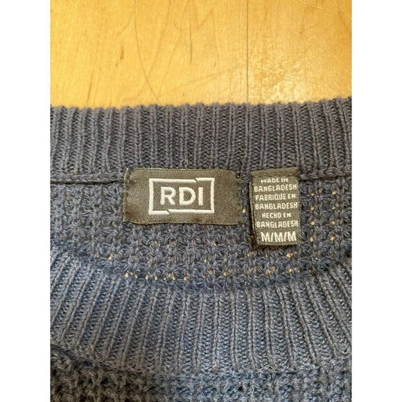 Rdi Bnwot Waffle Knit Blue Pullover Sweater Sz Medium - Picture 4 of 5